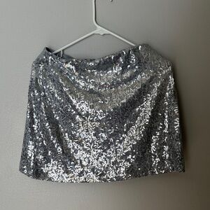 Tipsy Elves Shimmering Silver Mini Skirt